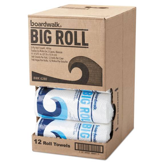 Boardwalk  Office Packs Perforated Paper Towel Rolls, 2-ply, White, 5.5