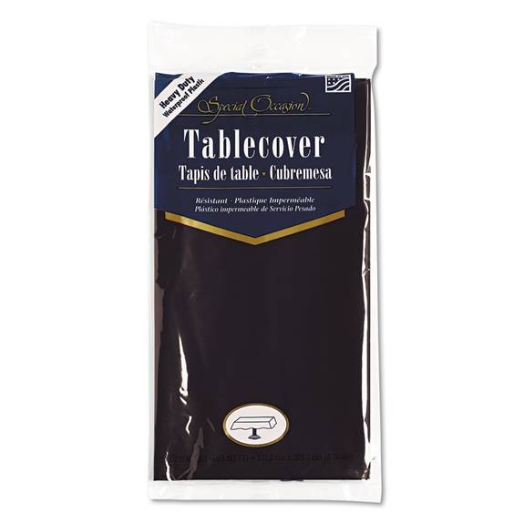 Creative Converting Plastic Tablecovers, 54 X 108, Black 01290b 24 Case