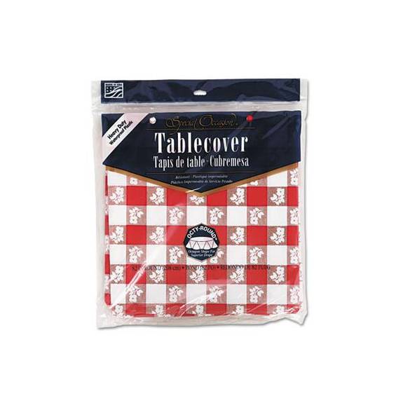 Creative Converting Plastic Tablecovers, Red Gingham Pattern, 82