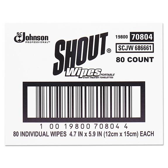 Shout Wipe & Go Instant Stain Remover, 4.7 X 5.9, 80 Packets/carton 686661  80 Case