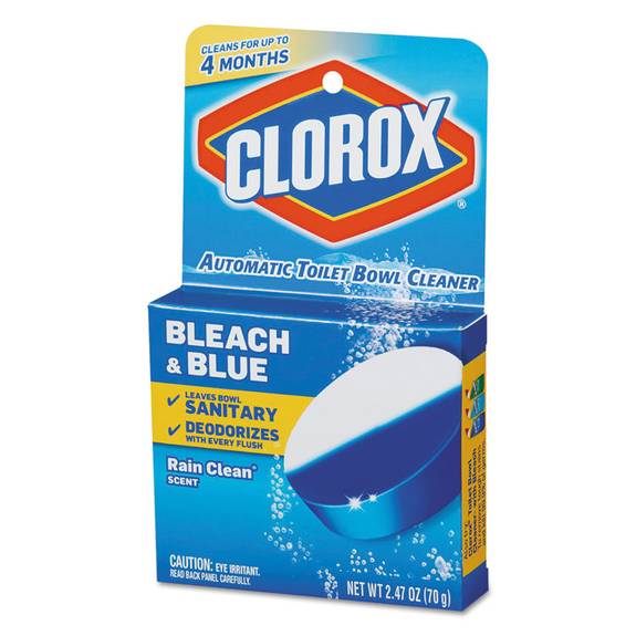 Clorox  Bleach & Blue Automatic Toilet Bowl Cleaner, Rain Clean, 2.47oz Tablet, 12/ct Clo 30176ct 12 Case