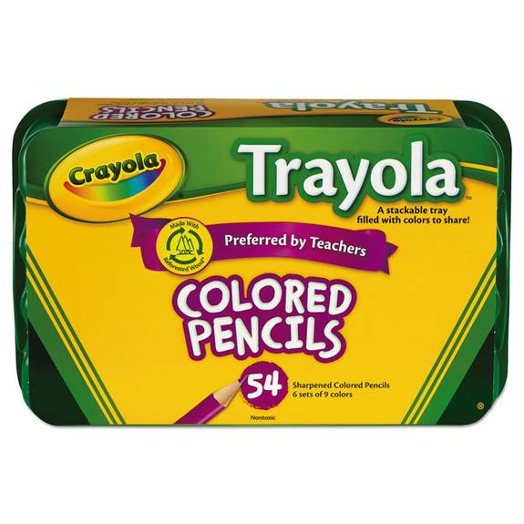 Crayola  Colored Wood Pencil Trayola, 3.3 Mm, 9 Assorted Colors, 54 Pencils/set 688054 54 Set