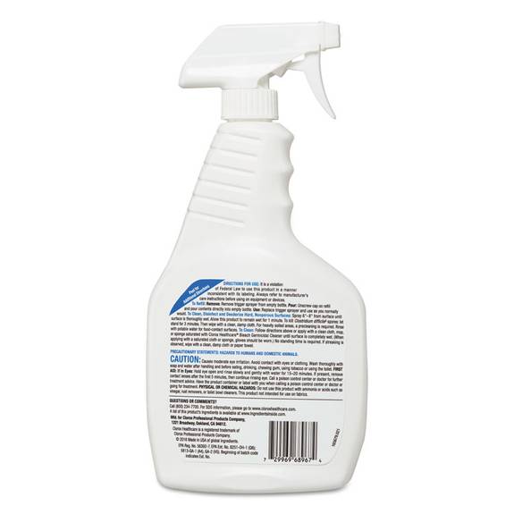 Clorox Healthcare Bleach Germicidal Cleaner, 22 Oz Spray Bottle 68967 1 ...