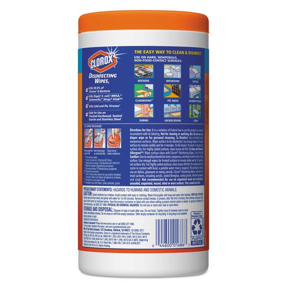 Clorox  Disinfecting Wipes, 7 X 8, Orange Fusion, 75/canister 01686 1 Each