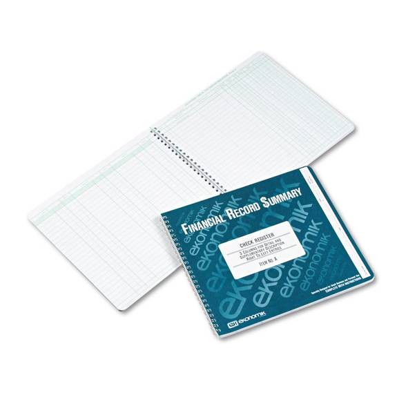Ekonomik  Wirebound Check Register Accounting System, 8 3/4 X 10, 40-page Book A 1 Each
