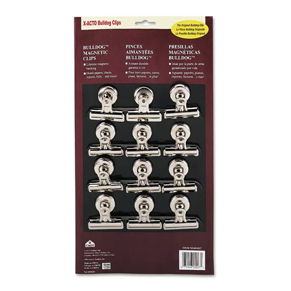 X Acto  Bulldog Magnetic Clips, Steel, 2-1/4