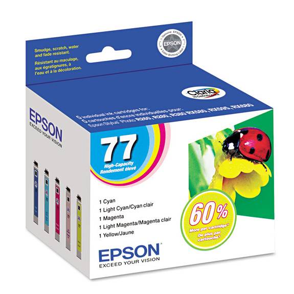 Epson  T077920 (77) Claria High-Yield Ink, Assorted, 5/pk T077920 1 Each