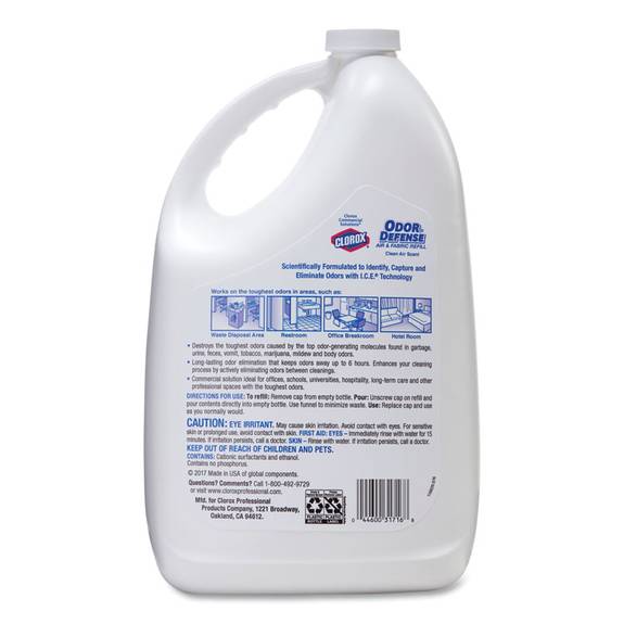 Clorox  Commercial Solutions Odor Defense Air/fabric Spray, Clean Air Scent,1gal Bottle 31716ea 1 Each