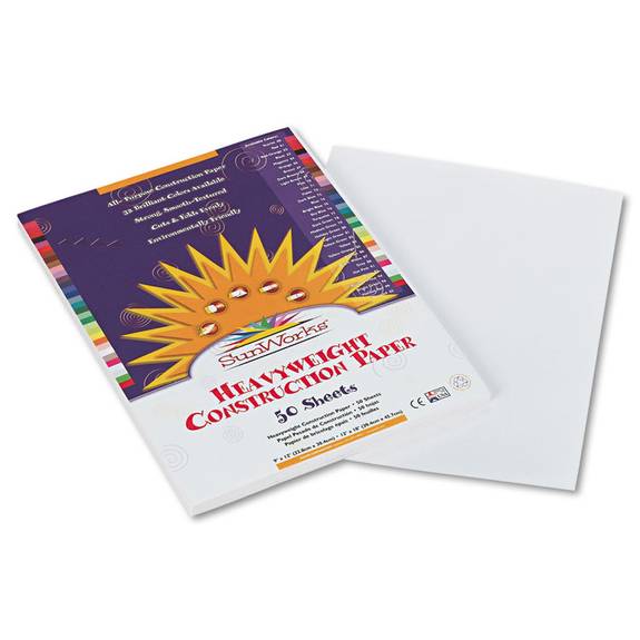 Sunworks Construction Paper, 50 Lb Text Weight, 12 X 18, White, 50-pack