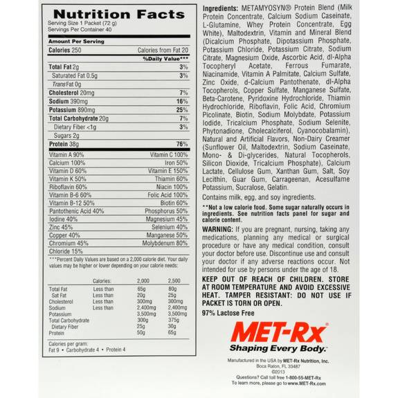 Met-rx Meal Replacement - Vanilla - 40 Pack