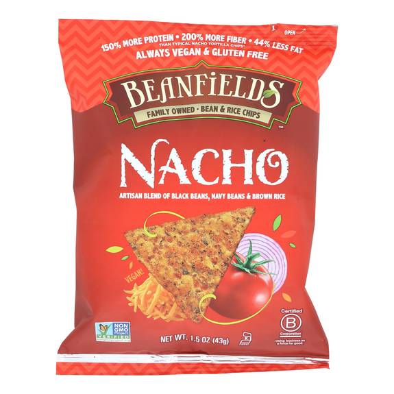 Beanfields Chips - Nacho Bean And Rice - Case Of 24 - 1.5 Oz.