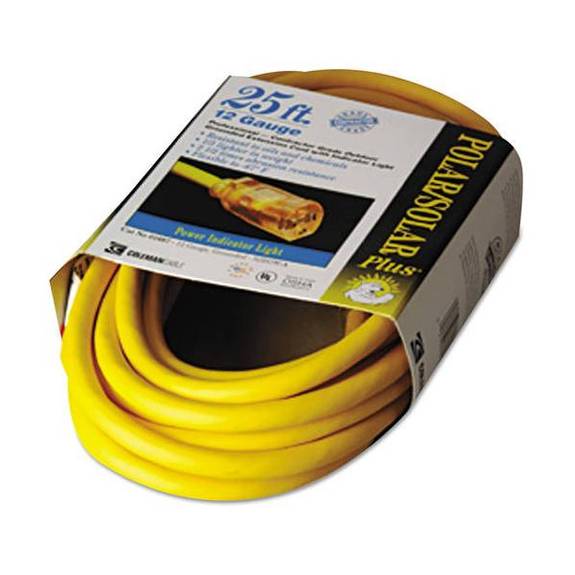 Cci  Polar/solar Indoor-outdoor Extension Cord With Lighted End, 25ft, Yellow 172-01687 1 Each
