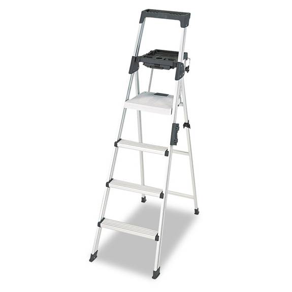 Cosco  Signature Series Aluminum Folding Step Ladder W/leg Lock & Handle, 6 Ft, 4-step 2061aabld 1 Each