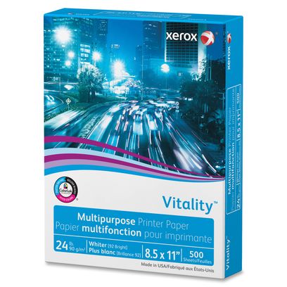 Xerox Vitality Multipurpose Printer Paper, 8 1/2 X 11, White, 500