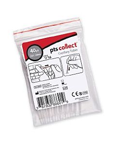 Pts Diagnostics Capillary Blood Collection Tube Micro-hematocrit Plain 40 Âµl Black Stripe Without Closure Glass Tube(16/pk)