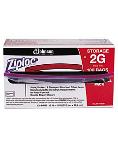 Double Zipper Storage Bags, 2 Gal, 1.75 Mil, 15" X 13", Clear, 100/carton