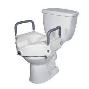 2 in 1 Locking Elevated Toilet Seat with Tool Free Removable Arms, 300 lb Weight Capacity Part No. RTL12027RA Qty 1