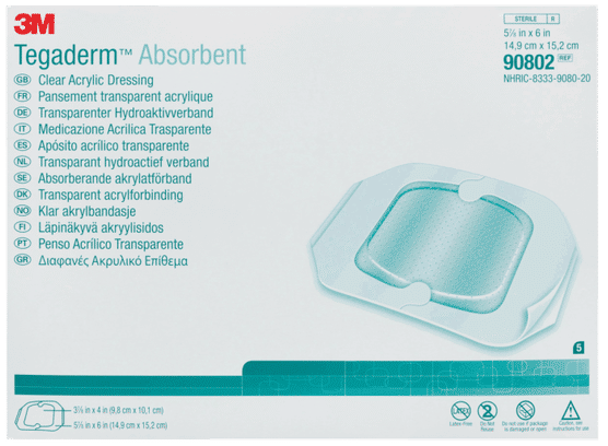 Tegaderm Clear Absorbent Acrylic Dressing 59/10" x 6" Part No. 90802