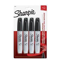 Sharpie Permanent Markers, 5.3mm Chisel Tip, Black - 4 count