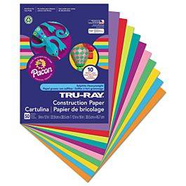 Pacon Tru-Ray Construction Paper, 76lb, 9 x 12, Assorted Pastel