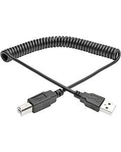 10ft Hi-speed Usb 2.0 To Usb B Cable Coiled Usb A-b M/m 10(1/ea)