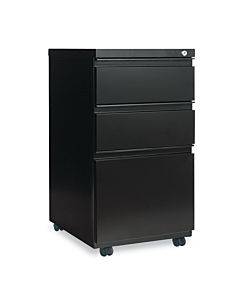 File Pedestal With Full-length Pull, Left Or Right, 3-drawers: Box/box/file, Legal/letter, Black, 14.96" X 19.29" X 27.75"