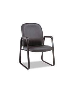 Alera Genaro Bonded Leather High-back Guest Chair, 24.60" X 24.80" X 36.61", Black Seat, Black Back, Black Base