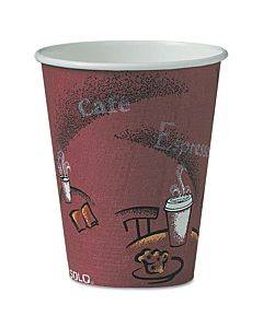 Paper Hot Drink Cups In Bistro Design, 8 Oz, Maroon, 500/carton