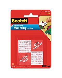 Precut Foam Mounting Squares, Removable, Double-sided, Holds Up To 0.33 Lb (2 Squares), 1 X 1, White, 16/pack