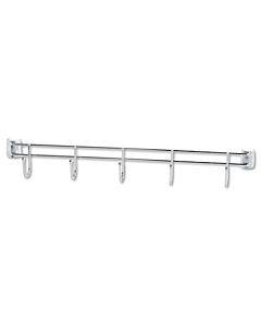 Hook Bars For Wire Shelving, Five Hooks, 24" Deep, Silver, 2 Bars/pack