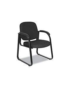 Alera Genaro Series Fabric Half-back Sled Base Guest Chair, 25" X 24.80" X 33.66", Black Seat, Black Back, Black Base