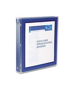 Flexi-view Binder With Round Rings, 3 Rings, 1" Capacity, 11 X 8.5, Navy Blue