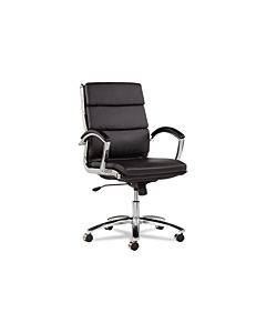 Alera Neratoli Mid-back Slim Profile Chair, Faux Leather, Supports Up To 275 Lb, Black Seat/back, Chrome Base