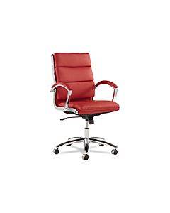 Alera Neratoli Mid-back Slim Profile Chair, Faux Leather, Supports Up To 275 Lb, Red Seat/back, Chrome Base