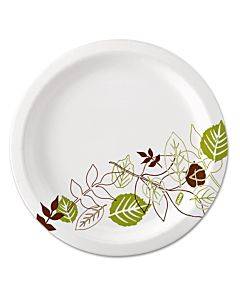 Pathways Soak-proof Shield Mediumweight Paper Plates, Wisesize, 8.5" Dia, Green/burgundy, 125/pack