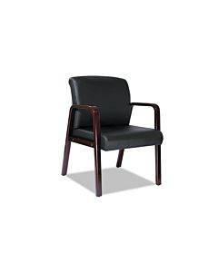 Alera Reception Lounge Wl Series Guest Chair, 24.21" X 24.8" X 32.67", Black Seat, Black Back, Mahogany Base