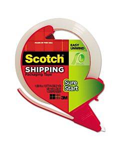 Sure Start Packaging Tape With Dispenser, 3" Core, 1.88" X 38.2 Yds, Clear