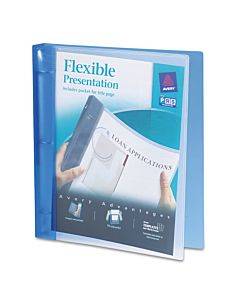 Flexible View Binder With Round Rings, 3 Rings, 1" Capacity, 11 X 8.5, Blue