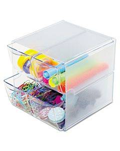 Stackable Cube Organizer, 4 Compartments, 4 Drawers, Plastic, 6 X 7.2 X 6, Clear