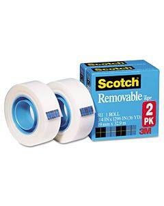 Removable Tape, 1" Core, 0.75" X 36 Yds, Transparent, 2/pack