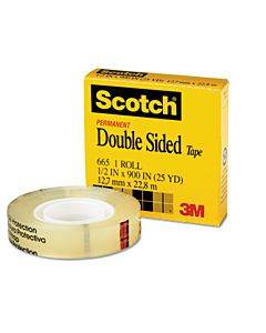 Double-sided Tape, 1" Core, 0.5" X 75 Ft, Clear