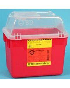 Sharps Container Bdâ„¢ 26 X 29 X 17 Cm 8 Quart Red Base / Clear Lid Vertical Entry Hinged Snap On Lid(24/ca)