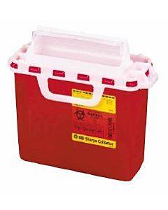 Sharps Container Bdâ„¢ 12-1/2 H X 10-7/10 W X 6 D Inch 2 Gallon Red Base / White Lid Horizontal Entry Counter Balanced Cylinder Lid(10/ca)