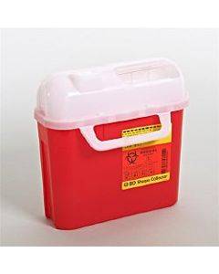 Sharps Container Bdâ„¢ Gardian 11-7/10 H X 16-3/5 W X 4-1/2 D Inch 5.4 Quart Red Base / White Lid Horizontal Entry Counter Balanced Cylinder Lid(20/ca)