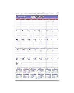 Monthly Wall Calendar With Ruled Daily Blocks, 20 X 30, White, 2021