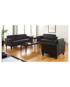 Alera Reception Lounge Furniture, 3-cushion Sofa, 77w X 31-1/2d X 32h, Black