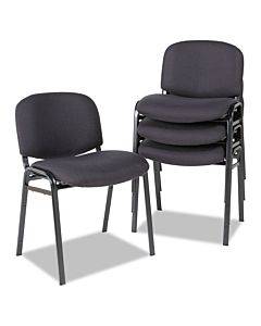 Alera Continental Series Stacking Chairs, Black Fabric Upholstery, 4/carton