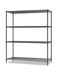 All-purpose Wire Shelving Starter Kit, Four-shelf, 60w X 18d X 72h, Black Anthracite Plus