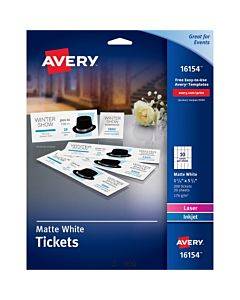 Printable Tickets W/tear-away Stubs, 97 Bright, 65 Lb Cover Weight, 8.5 X 11, White, 10 Tickets/sheet, 20 Sheets/pack