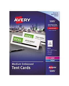 Medium Embossed Tent Cards, White, 2.5 X 8.5, 2 Cards/sheet, 50 Sheets/box